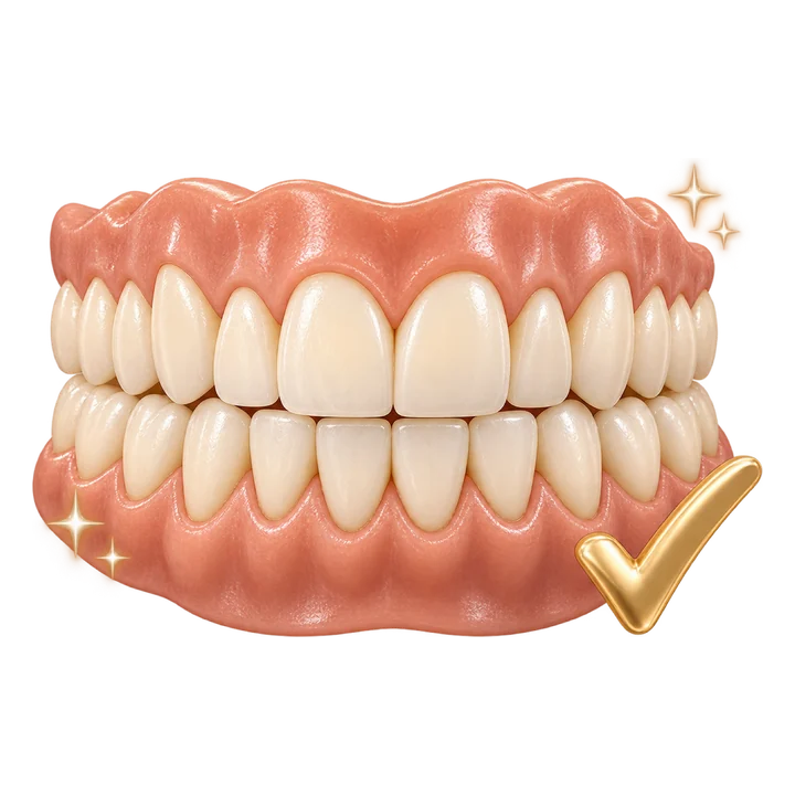 Sorriso finalizado com marca de verificação