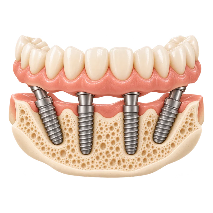 Prótese protocolo fixa sobre quatro implantes